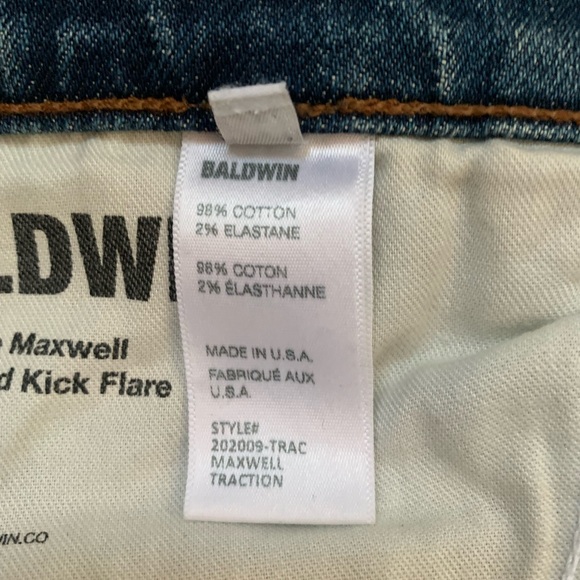 Baldwin Kansas City  The Maxwell Cropped Kick Flare Jeans Raw Hem EUC Size-28 - Picture 7 of 15